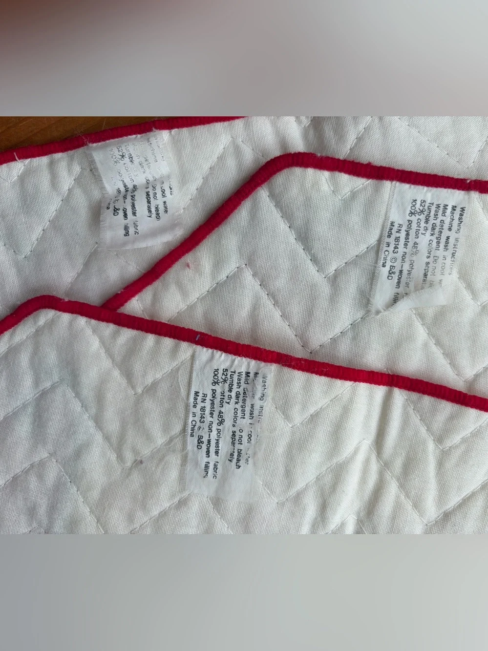 Holiday Bear Quilted Placemats - Red, Green & White set 3 pc